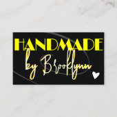 Stijlvol Geel Zwart Handgemaakt Hart met QR-Code Visitekaartje (Voorkant)