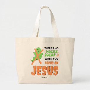 Stijlvol GEEN HOCUS POCUS Christelijk Halloween Grote Tote Bag