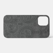 Stijlvol geëtst grijs paisley bloemmotief Case-Mate iPhone case (Achterkant (horizontaal))