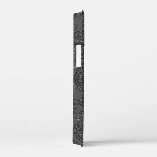 Stijlvol geëtst grijs paisley bloemmotief Case-Mate iPhone case (Achterkant / Rechts)