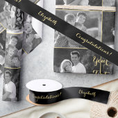 Stijlvol gefeliciteerd Afstuderen Black Faux Gold Satijnen Lint