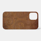 Stijlvol Gegraveerd Bruin Paisley Bloempatroon Case-Mate iPhone Case (Achterkant (horizontaal))