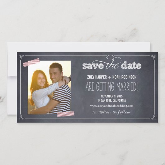 Stijlvol gehakt 1 Foto slaat de datumkaarten op Save The Date (Voorkant)
