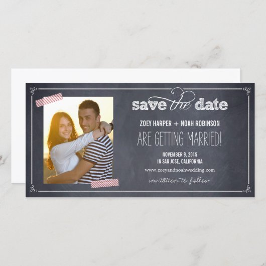 Stijlvol gehakt 1 Foto slaat de datumkaarten op Save The Date (Voorkant / Achterkant)