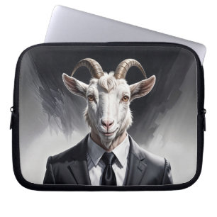 Stijlvol gehoornd figuur in scherpe formele kledin laptop sleeve