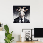 Stijlvol gehoornd figuur in scherpe formele kledin poster (Thuiskantoor)