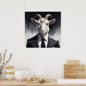 Stijlvol gehoornd figuur in scherpe formele kledin poster (Keuken)