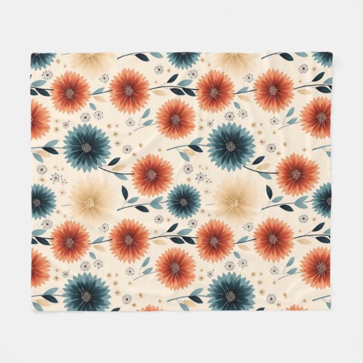 Stijlvol  geïnspireerd bloemmotief fleece deken (Voorkant (Horizontaal))