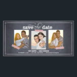 Stijlvol gekalkte 3 foto's Save The Date-kaarten Save The Date<br><div class="desc">Deze chic en moderne fotokaarten vragen stijlvol uw gasten de datum te reserveren voor uw grote dag. Ook in andere kleuren verkrijgbaar (op maat gemaakte kleurverzoeken zijn welkom!).</div>