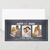 Stijlvol gekalkte 3 foto's Save The Date-kaarten Save The Date (Voorkant / Achterkant)