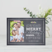 Stijlvol gekrijste feestelijke fotokaarten feestdagenkaart (Staand voorkant)