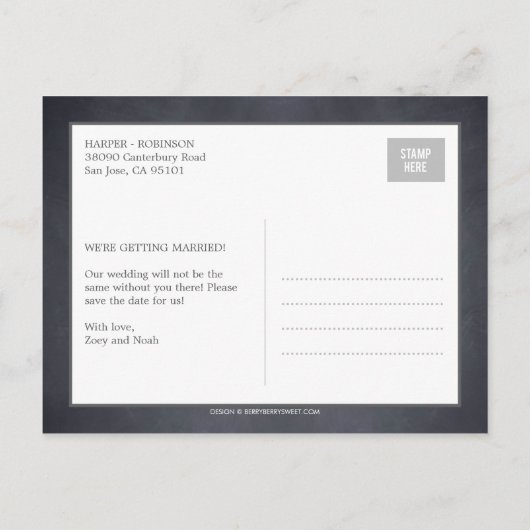 Stijlvol gekrijt - Save the Date Briefkaart (Achterkant)