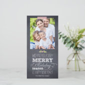 Stijlvol gekrijte vakantie fotokaart feestdagenkaart (Staand voorkant)