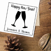 Stijlvol/gelukkig Nieuwjaar + Paars/Champagne-bril Rubberstempel