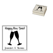 Stijlvol/gelukkig Nieuwjaar + Paars/Champagne-bril Rubberstempel (Gestempeld)