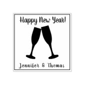 Stijlvol/gelukkig Nieuwjaar + Paars/Champagne-bril Rubberstempel (Afrduk)