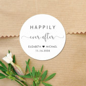 Stijlvol gelukkig ooit na bruiloft ronde sticker