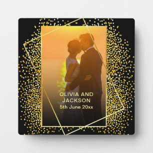 Stijlvol gelukkig Valentijnsdag Gouden Glitter kop Fotoplaat