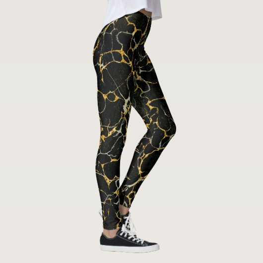 Stijlvol, gematigd marmerbaar zwart goud leggings (Rechts)