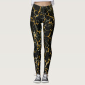 Stijlvol, gematigd marmerbaar zwart goud leggings (Voorkant)