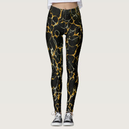Stijlvol, gematigd marmerbaar zwart goud leggings