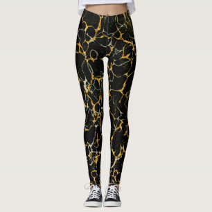 Stijlvol, gematigd marmerbaar zwart goud leggings
