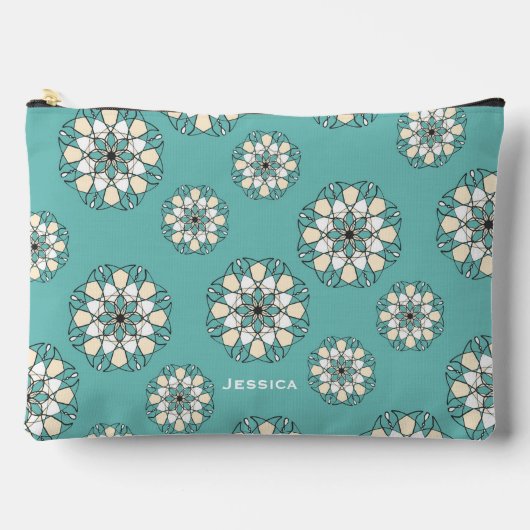 Stijlvol Geometric Blauwgroen Floral Mandala Geper Etui (Voorkant)