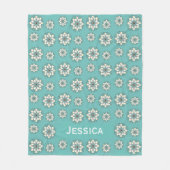 Stijlvol Geometric Blauwgroen Floral Mandala Geper Fleece Deken (Voorkant)