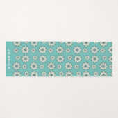 Stijlvol Geometric Blauwgroen Floral Mandala Geper Yogamat (Voorkant (horizontaal))