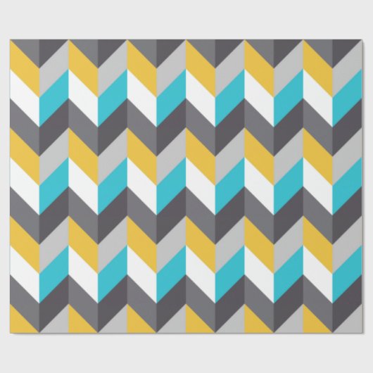 Stijlvol Geometric Blue Gellow Grey Pattern Cadeaupapier (Vlak)