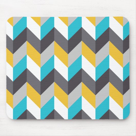 Stijlvol Geometric Blue Gellow Grey Pattern Muismat (Voorkant)