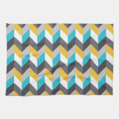 Stijlvol Geometric Blue Gellow Grey Pattern Theedoek (Horizontaal)