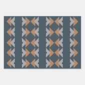 Stijlvol Geometric Kilim Navy Blue Brown Pattern Inpakpapier Vel (Voorkant)