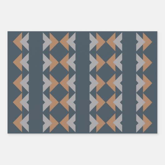 Stijlvol Geometric Kilim Navy Blue Brown Pattern Inpakpapier Vel (Voorkant)