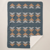 Stijlvol Geometric Kilim Navy Blue Brown Pattern Sherpa Deken (Voorkant)