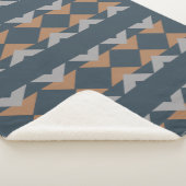 Stijlvol Geometric Kilim Navy Blue Brown Pattern Sherpa Deken (3/4)