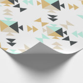 Stijlvol Geometric Quilt Pattern Mint Black Gold Cadeaupapier (Hoek)