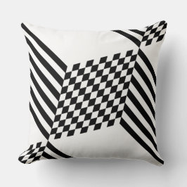 Stijlvol Geometric White & Black Diamond Pattern Kussen