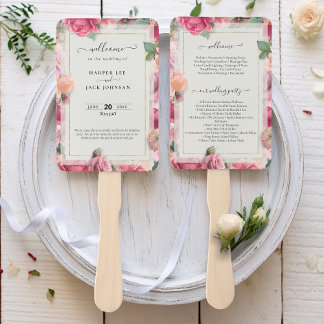 Stijlvol geometrisch blush roze bloemig Roos Save  Handwaaier