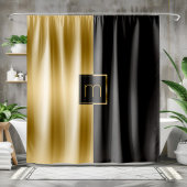 Stijlvol geometrisch design in zwart en goud douchegordijn