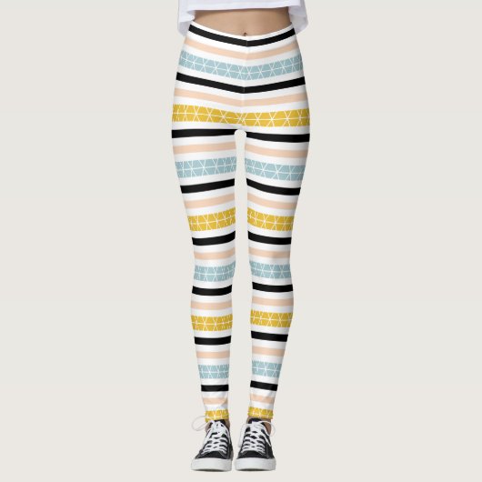Stijlvol geometrisch gestreept patroon leggings (Voorkant)