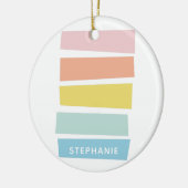 Stijlvol geometrisch kleurig pasta op maat keramisch ornament (Links)