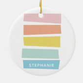 Stijlvol geometrisch kleurig pasta op maat keramisch ornament (Achterkant)