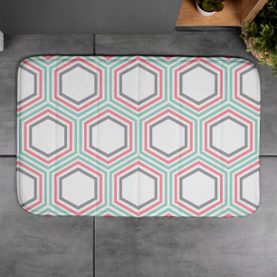 Stijlvol Geometrisch patroon van Mint en Koraal Badmat