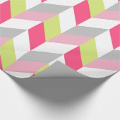 Stijlvol geometrisch roze groen grijs patroon cadeaupapier (Hoek)