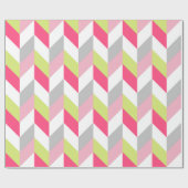 Stijlvol geometrisch roze groen grijs patroon cadeaupapier (Vlak)