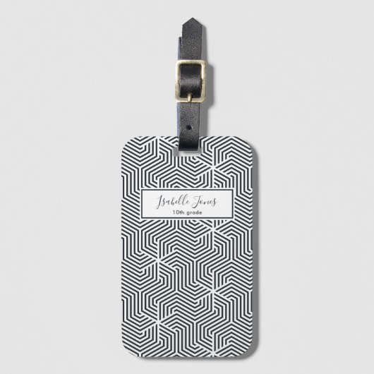 stijlvol geometrisch script aangepast aan school bagagelabel (Voorkant (verticaal))