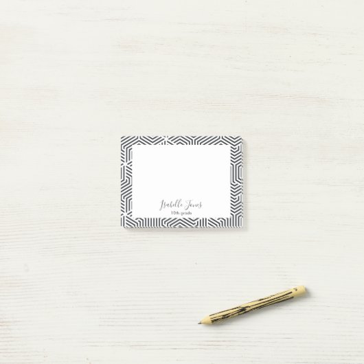 stijlvol geometrisch script aangepast aan school post-it® notes (Op bureau)