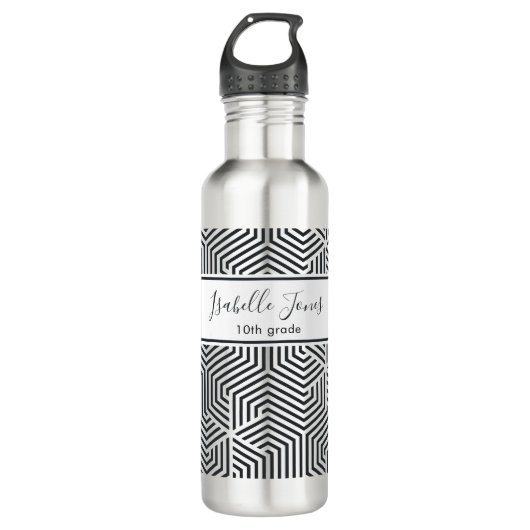 stijlvol geometrisch script aangepast aan school waterfles  (Voorkant)