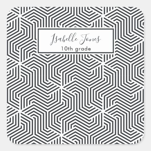 stijlvol geometrisch script, aangepast op school i vierkante sticker (Voorkant)